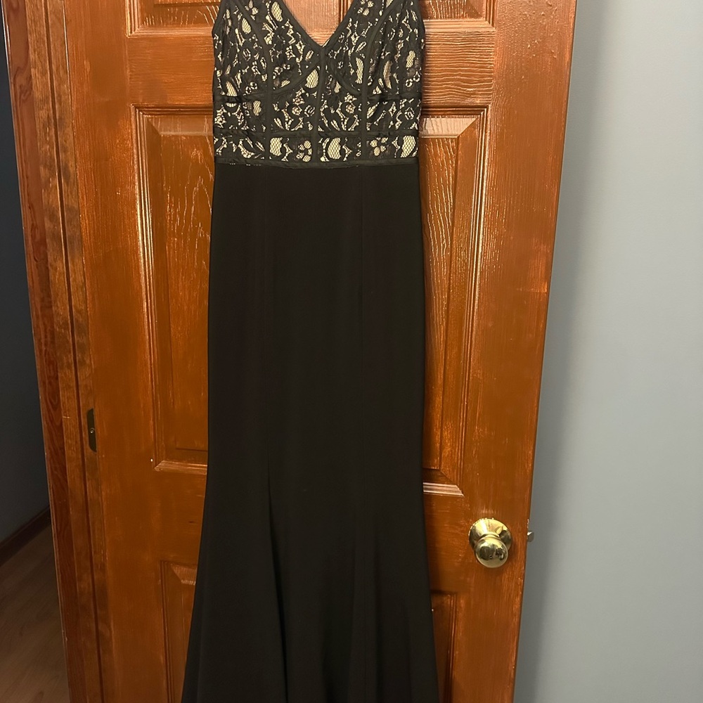 Cache Black and Cream Lace Maxi Dress